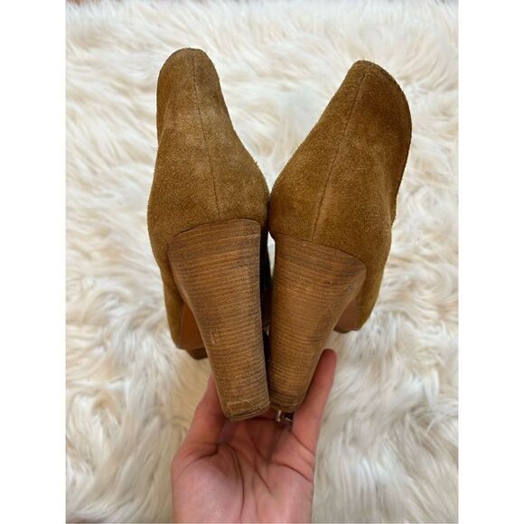 Matt Bernson Suede booties tan cut out ankle size 9.5 platform - Picture 5 of 8